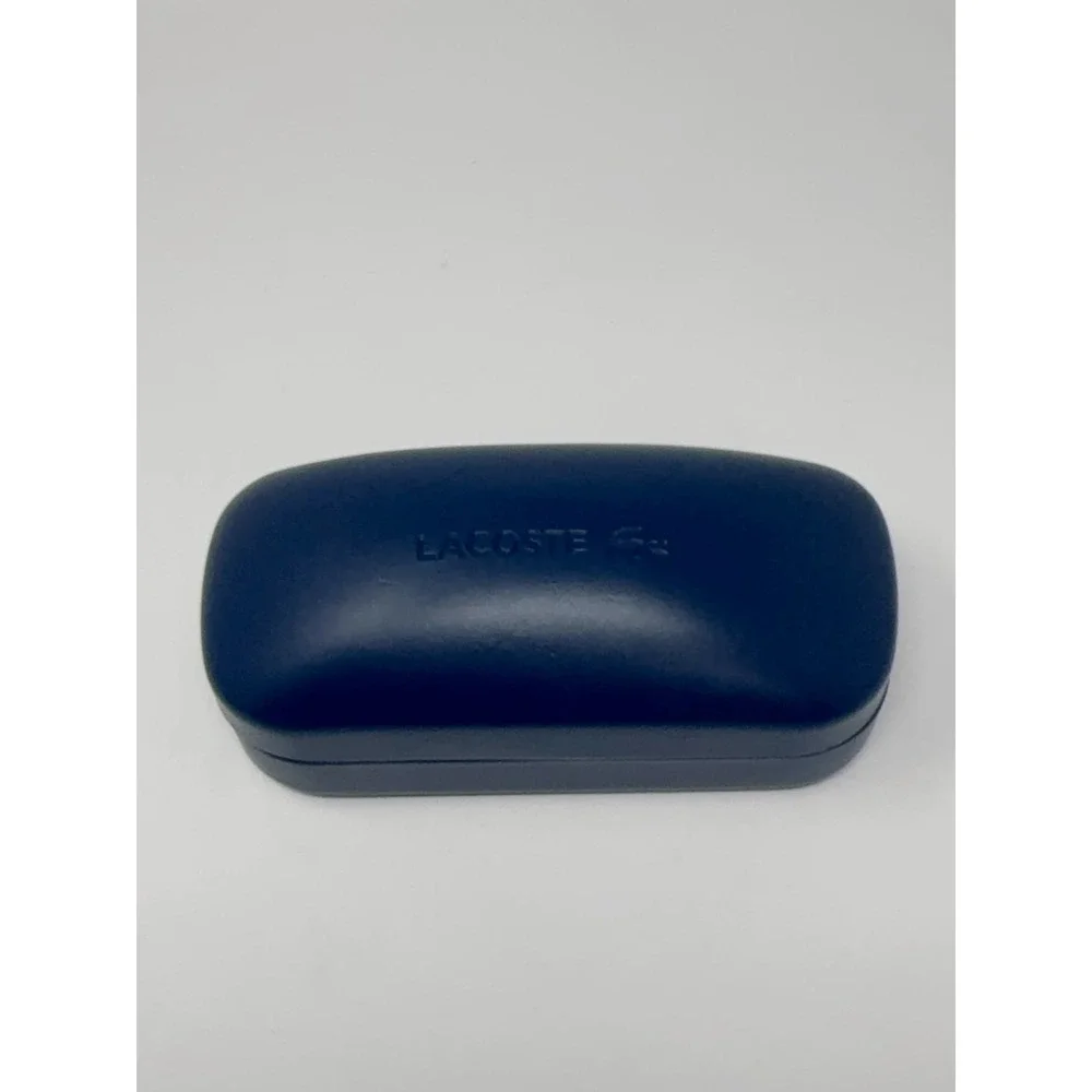 Lacoste Clamshell Eyeglass Glasses Case Embossed Logo Crocodile Navy‎ Hard Shell